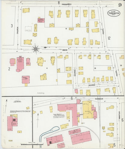 Sanborn Fire Insurance Map from Torrington, Litchfield County, Connecticut (1901), Sheet #0009 - Complete Map Set gallery image, historic Sanborn map, vintage wall art, Connecticut Connecticut