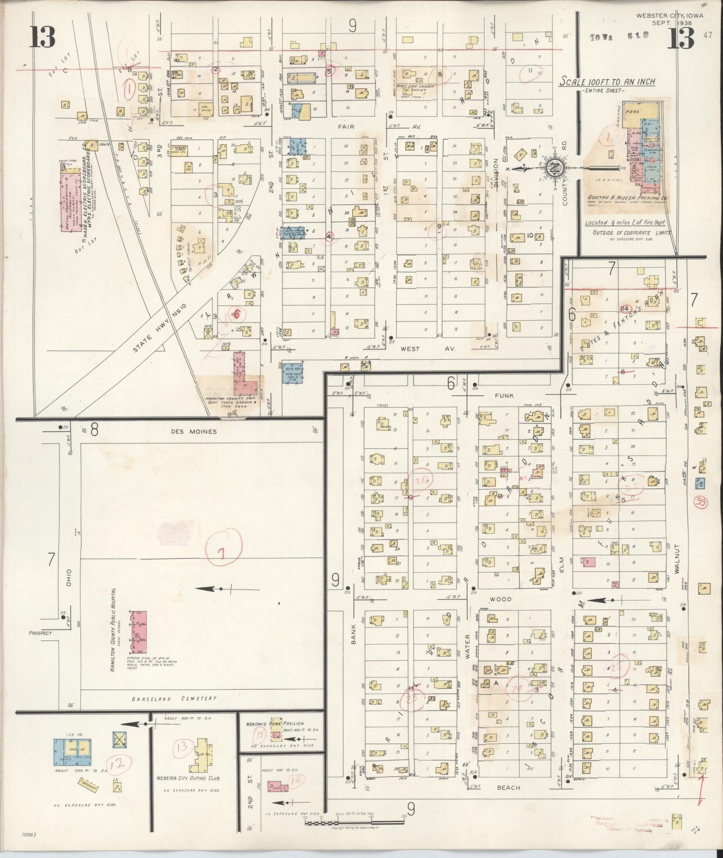 Sanborn Fire Insurance Map from Webster City, Hamilton County, Iowa (1950), Sheet #0013 - Historic Sanborn Fire Insurance Map Print