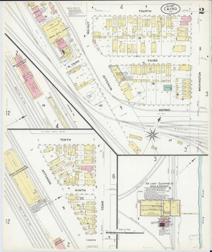 Sanborn Fire Insurance Map from Cairo, Alexander County, Illinois (1907), Sheet #0002 - Complete Map Set gallery image, historic Sanborn map, vintage wall art, Illinois Illinois