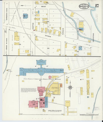 Sanborn Fire Insurance Map from Marquette, Marquette County, Michigan (1917), Sheet #0017 - Historic Sanborn Fire Insurance Map Print, vintage old map wall art, antique decor, genealogy gift, Michigan Michigan map