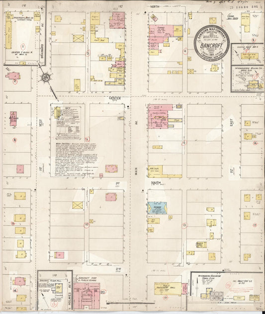 Sanborn Fire Insurance Map from Bancroft, Caribou County, Idaho (1929), Sheet #0001 - Historic Sanborn Fire Insurance Map Print, vintage old map wall art, antique decor, genealogy gift, Idaho Idaho map