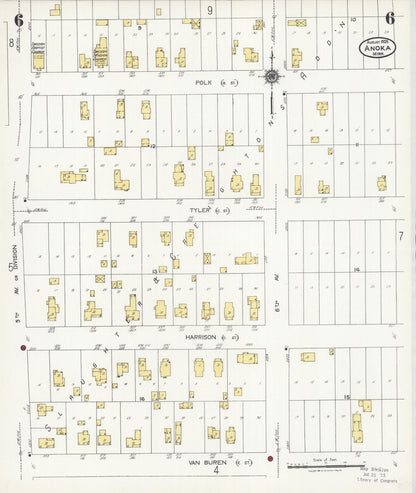Sanborn Fire Insurance Map from Anoka, Anoka County, Minnesota (1925), Sheet #0006 - Complete Map Set gallery image, historic Sanborn map, vintage wall art, Minnesota Minnesota