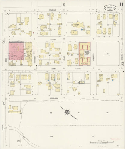 Sanborn Fire Insurance Map from Martinez, Contra Costa County, California (1920), Sheet #0011 - Complete Map Set gallery image, historic Sanborn map, vintage wall art, California California