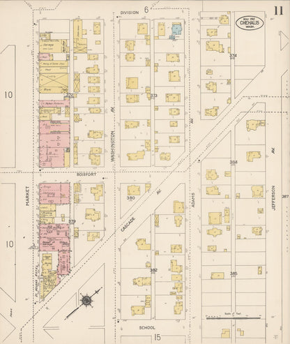 Sanborn Fire Insurance Map from Chehalis, Lewis County, Washington (1912), Sheet #0011 - Complete Map Set gallery image, historic Sanborn map, vintage wall art, Washington Washington