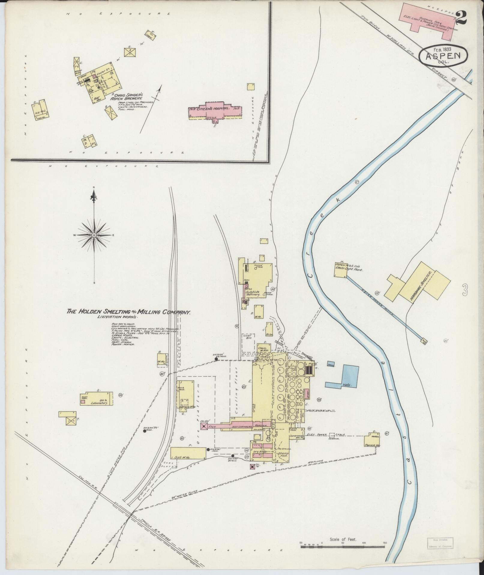 Sanborn Fire Insurance Map from Aspen, Pitkin County, Colorado (1893), Sheet #0002 - Complete Map Set gallery image, historic Sanborn map, vintage wall art, Colorado Colorado