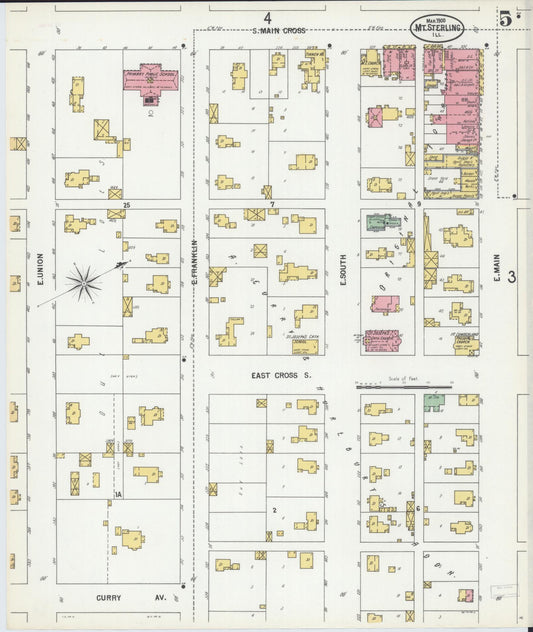 Sanborn Fire Insurance Map from Mount Sterling, Brown County, Illinois (1900), Sheet #0005 - Historic Sanborn Fire Insurance Map Print, vintage old map wall art, antique decor, genealogy gift, Illinois Illinois map