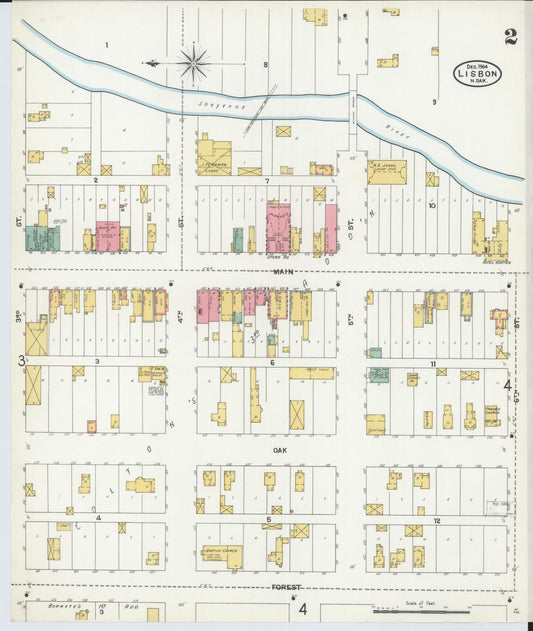 Sanborn Fire Insurance Map from Lisbon, Ransom County, North Dakota (1905), Sheet #0002 - Historic Sanborn Fire Insurance Map Print, vintage old map wall art, antique decor, genealogy gift, North Dakota North Dakota map