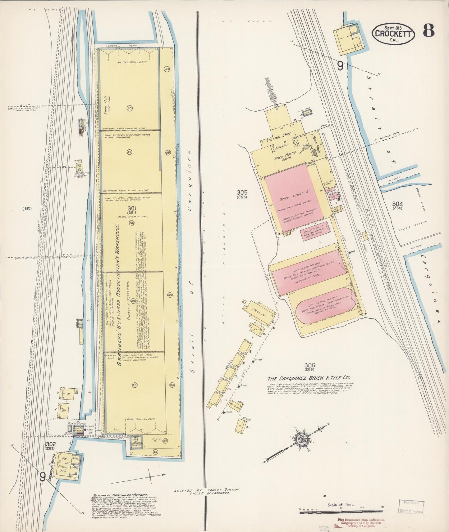 Sanborn Fire Insurance Map from Crockett, Contra Costa County, California (1913), Sheet #0008 - Complete Map Set gallery image, historic Sanborn map, vintage wall art, California California