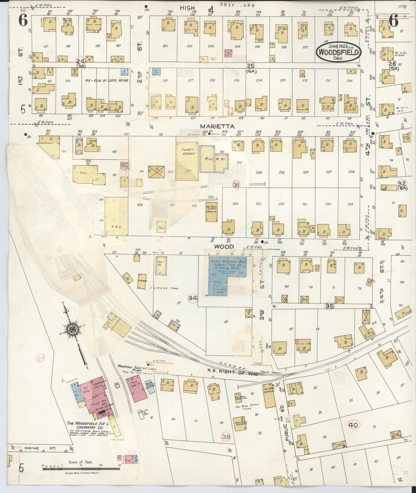 Sanborn Fire Insurance Map from Woodsfield, Monroe County, Ohio (1949), Sheet #0006 - Complete Map Set gallery image, historic Sanborn map, vintage wall art, Ohio Ohio