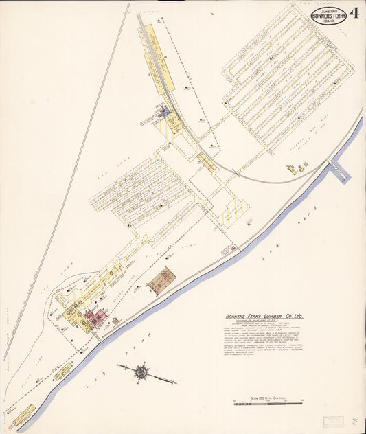 Sanborn Fire Insurance Map from Bonners Ferry, Boundary County, Idaho (1910), Sheet #0004 - Historic Sanborn Fire Insurance Map Print, vintage old map wall art, antique decor, genealogy gift, Idaho Idaho map