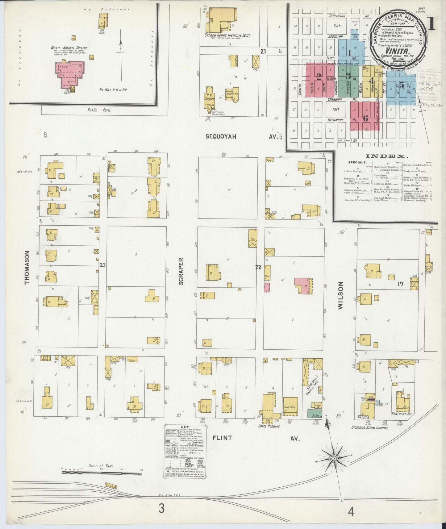 Sanborn Fire Insurance Map from Vinita, Craig County, Oklahoma (1900), Sheet #0001 - Complete Map Set gallery image, historic Sanborn map, vintage wall art, Oklahoma Oklahoma