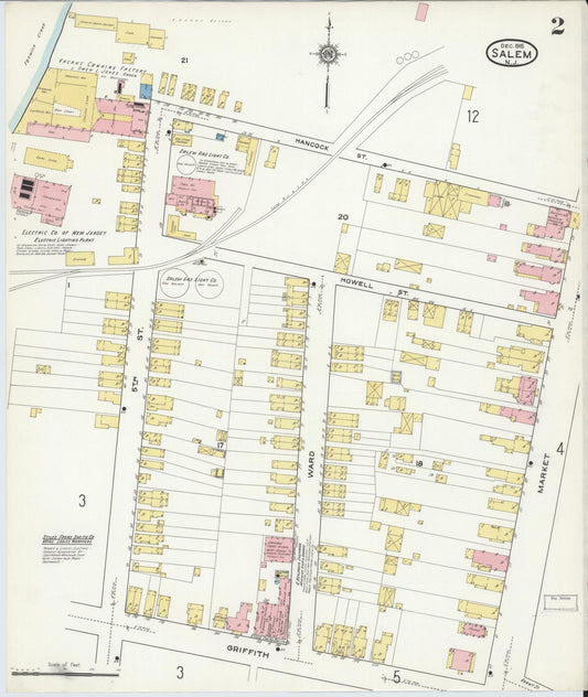 Sanborn Fire Insurance Map from Salem, Salem County, New Jersey (1915), Sheet #0002 - Historic Sanborn Fire Insurance Map Print, vintage old map wall art, antique decor, genealogy gift, New Jersey New Jersey map