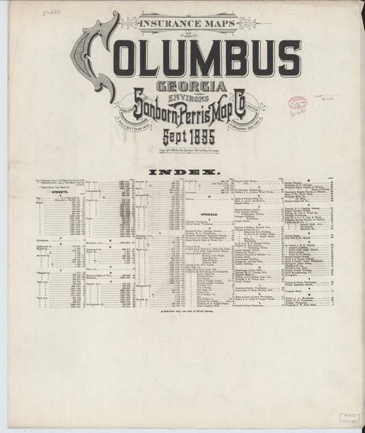 Sanborn Fire Insurance Map from Columbus, Muscogee County, Georgia. (1895) – Historic Sanborn Fire Insurance Map Print