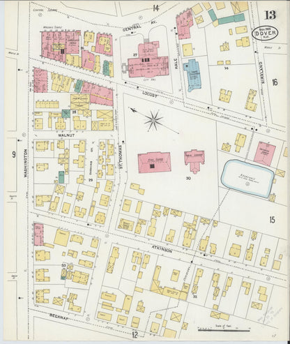 Sanborn Fire Insurance Map from Dover, Strafford County, New Hampshire (1905), Sheet #0013 - Complete Map Set gallery image, historic Sanborn map, vintage wall art, New Hampshire New Hampshire