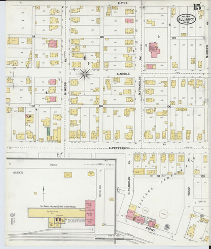 Sanborn Fire Insurance Map from Alliance, Stark County, Ohio (1904), Sheet #0015 - Complete Map Set gallery image, historic Sanborn map, vintage wall art, Ohio Ohio