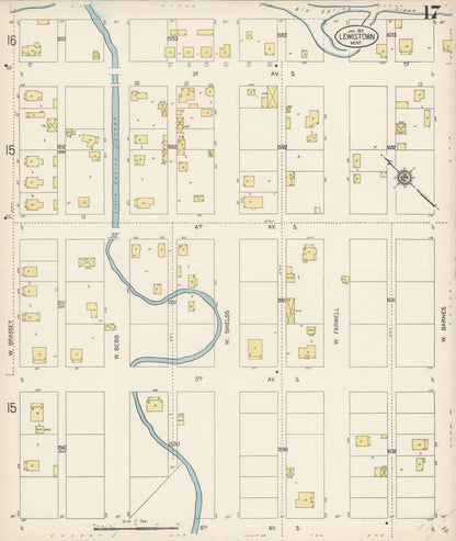 Sanborn Fire Insurance Map from Lewistown, Fergus County, Montana (1913), Sheet #0017 - Complete Map Set gallery image, historic Sanborn map, vintage wall art, Montana Montana