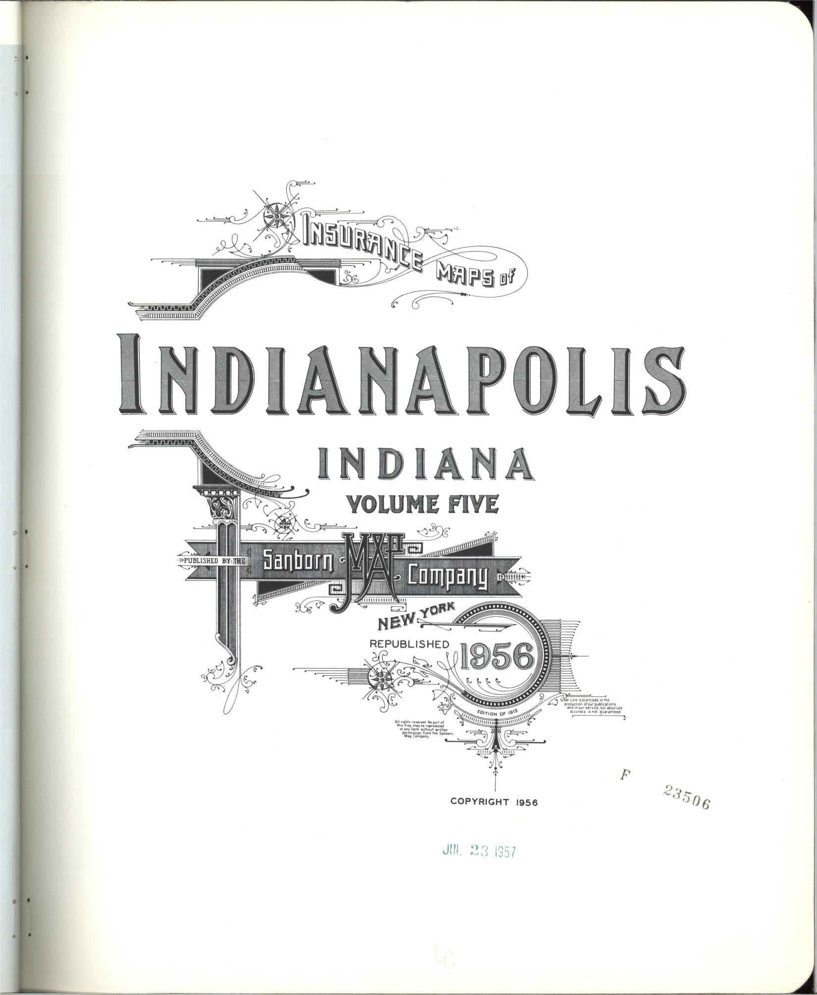 Sanborn Fire Insurance Map from Indianapolis, Marion County, Indiana (1956), Sheet #0001 - Complete Map Set gallery image, historic Sanborn map, vintage wall art, Indiana Indiana