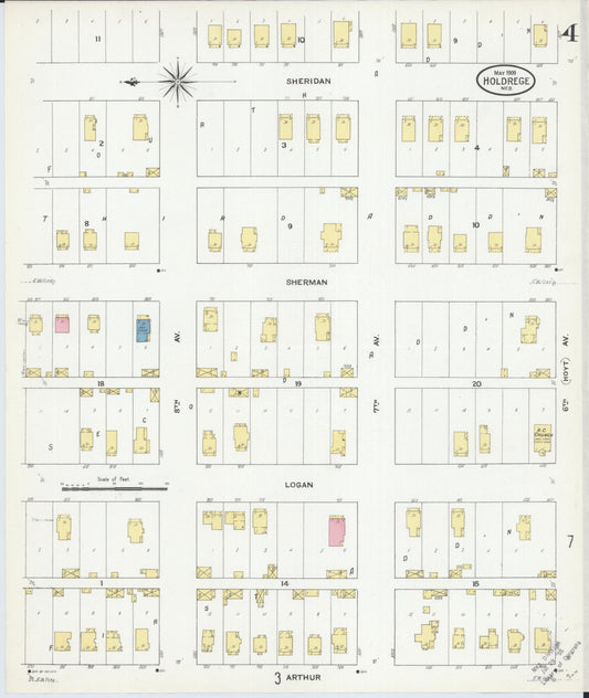 Sanborn Fire Insurance Map from Holdrege, Phelps County, Nebraska (1909), Sheet #0004 - Historic Sanborn Fire Insurance Map Print, vintage old map wall art, antique decor, genealogy gift, Nebraska Nebraska map