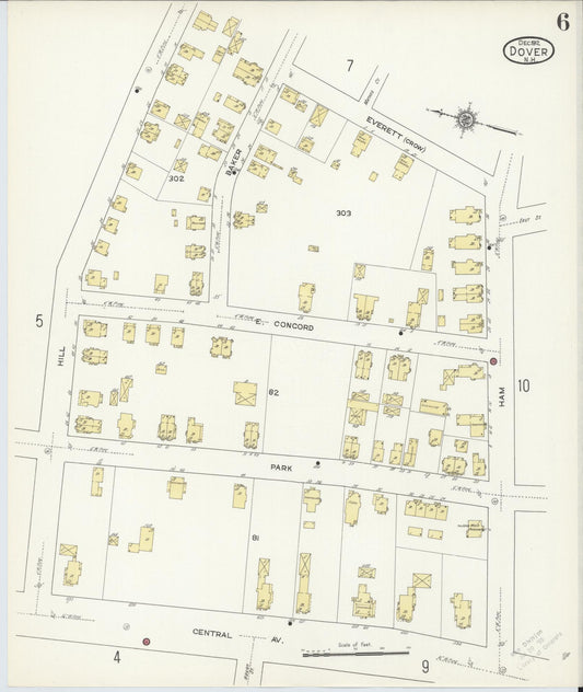 Sanborn Fire Insurance Map from Dover, Strafford County, New Hampshire (1912), Sheet #0006 - Historic Sanborn Fire Insurance Map Print, vintage old map wall art, antique decor, genealogy gift, New Hampshire New Hampshire map