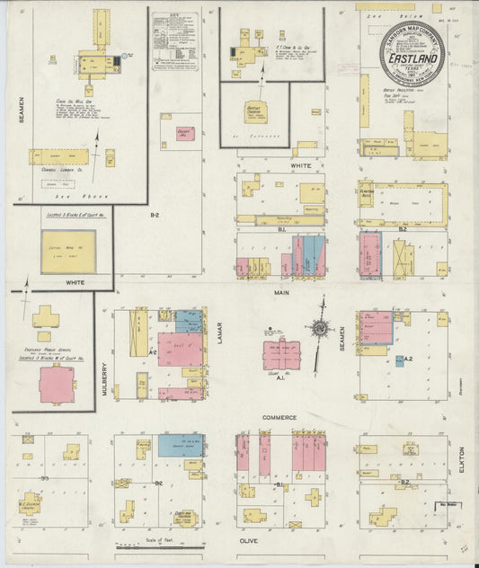 Sanborn Fire Insurance Map from Eastland, Eastland County, Texas (1911), Sheet #0001 - Historic Sanborn Fire Insurance Map Print, vintage old map wall art, antique decor, genealogy gift, Texas Texas map