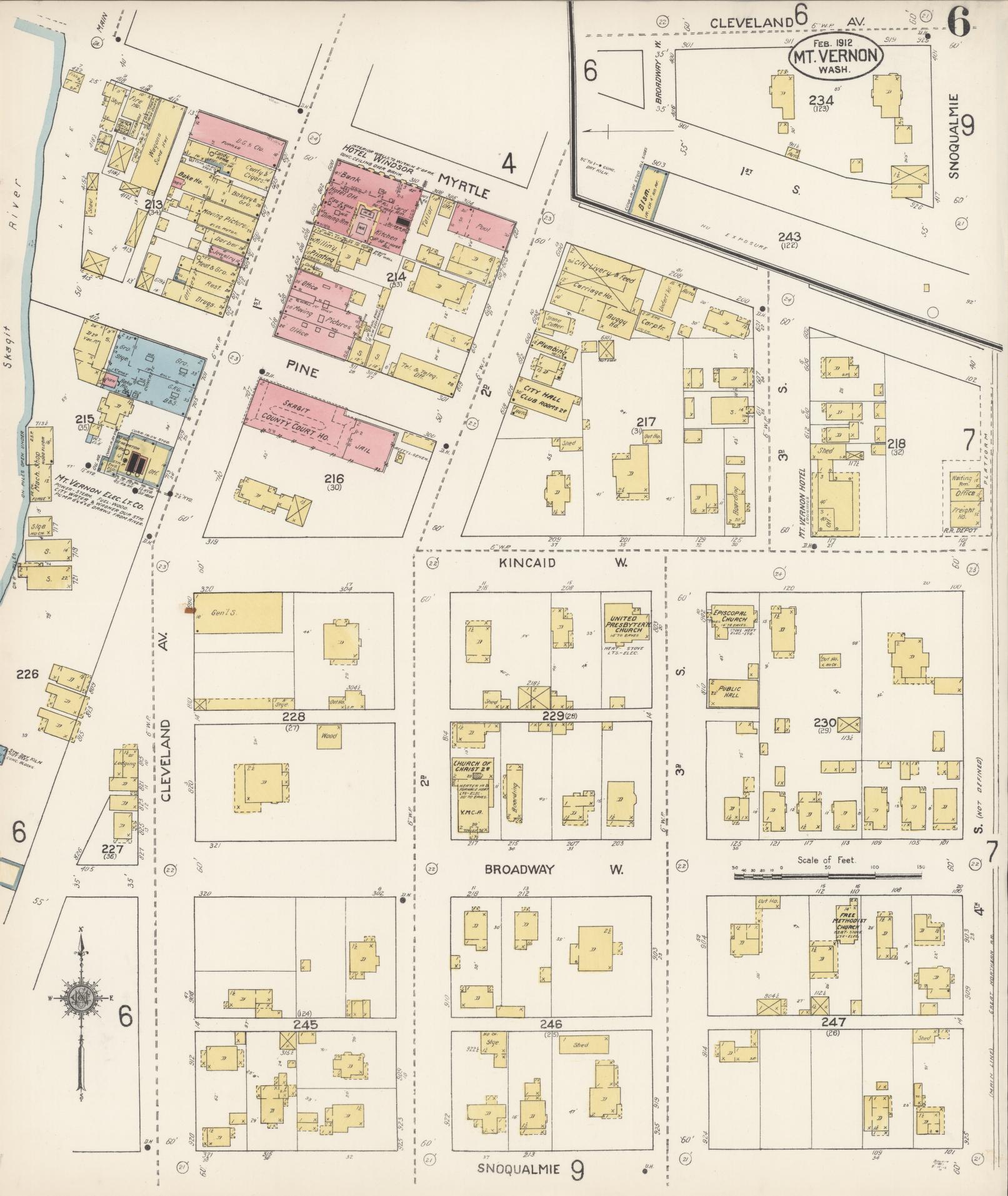 Sanborn Fire Insurance Map from Mount Vernon, Skagit County, Washington (1912), Sheet #0006 - Complete Map Set gallery image, historic Sanborn map, vintage wall art, Washington Washington