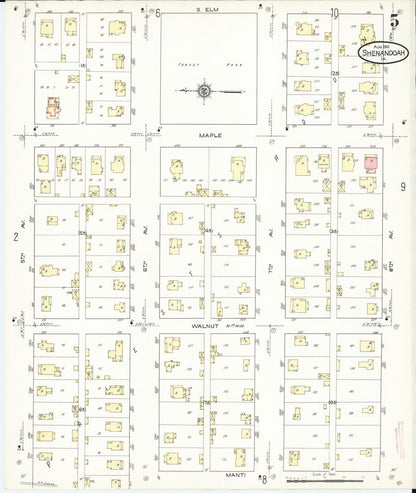 Sanborn Fire Insurance Map from Shenandoah, Page County, Iowa (1914), Sheet #0005 - Historic Sanborn Fire Insurance Map Print
