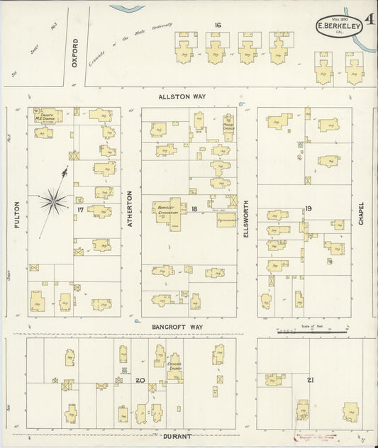 Sanborn Fire Insurance Map from East Berkeley, Alameda County, California (1890), Sheet #0004 - Historic Sanborn Fire Insurance Map Print, vintage old map wall art, antique decor, genealogy gift, California California map