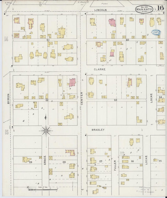 Sanborn Fire Insurance Map from Mankato, Blue Earth County, Minnesota (1894), Sheet #0016 - Historic Sanborn Fire Insurance Map Print, vintage old map wall art, antique decor, genealogy gift, Minnesota Minnesota map