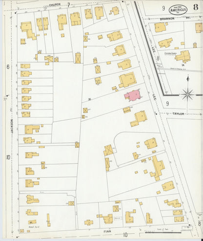 Sanborn Fire Insurance Map from Americus, Sumter County, Georgia (1900), Sheet #0008 - Complete Map Set gallery image, historic Sanborn map, vintage wall art, Georgia Georgia