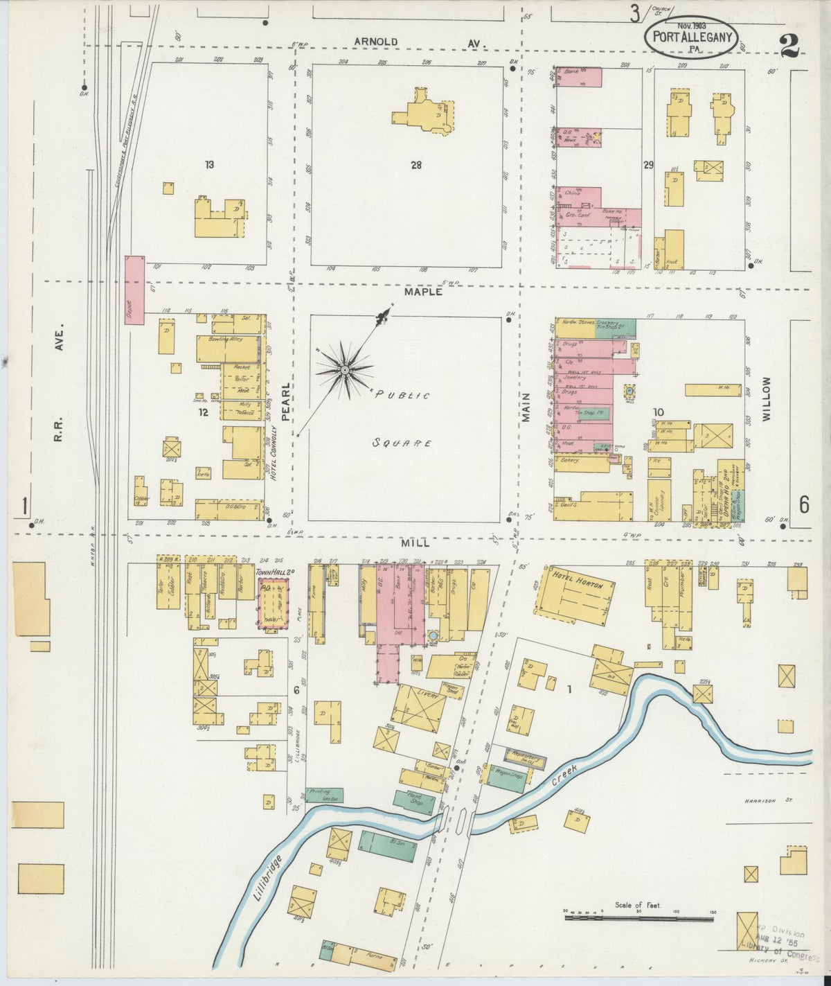 Sanborn Fire Insurance Map from Port Allegany, McKean County, Pennsylvania (1903), Sheet #0002 - Historic Sanborn Fire Insurance Map Print, vintage old map wall art, antique decor, genealogy gift, Pennsylvania Pennsylvania map