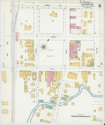 Sanborn Fire Insurance Map from Port Allegany, McKean County, Pennsylvania (1903), Sheet #0002 - Historic Sanborn Fire Insurance Map Print, vintage old map wall art, antique decor, genealogy gift, Pennsylvania Pennsylvania map
