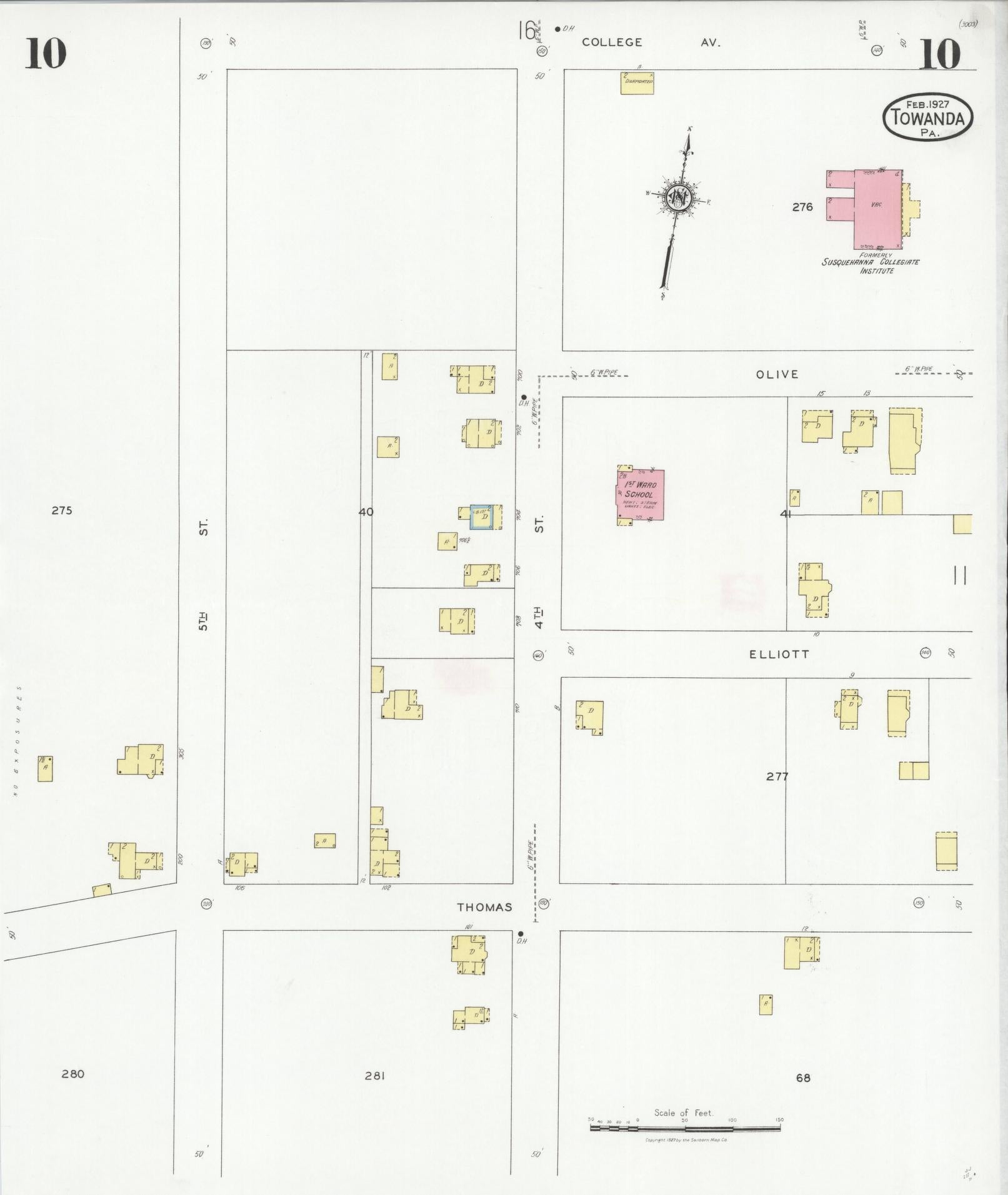 Sanborn Fire Insurance Map from Towanda, Bradford County, Pennsylvania (1927), Sheet #0010 - Complete Map Set gallery image, historic Sanborn map, vintage wall art, Pennsylvania Pennsylvania