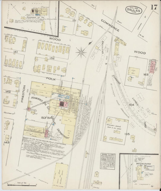 Sanborn Fire Insurance Map from Dallas, Dallas County, Texas (1885), Sheet #0017 - Historic Sanborn Fire Insurance Map Print, vintage old map wall art, antique decor, genealogy gift, Texas Texas map