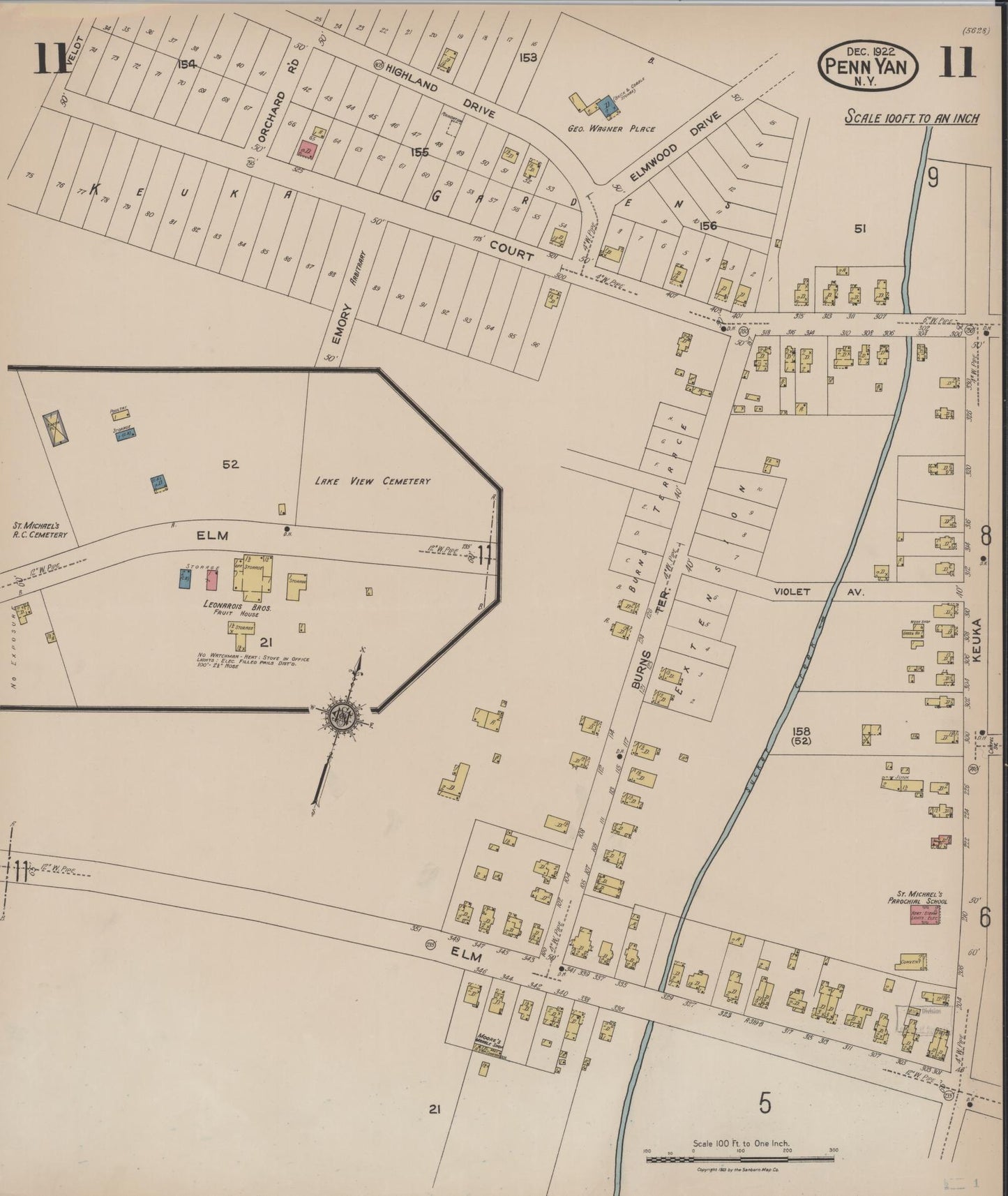 Sanborn Fire Insurance Map from Penn Yan, Yates County, New York (1922), Sheet #0011 - Complete Map Set gallery image, historic Sanborn map, vintage wall art, New York New York