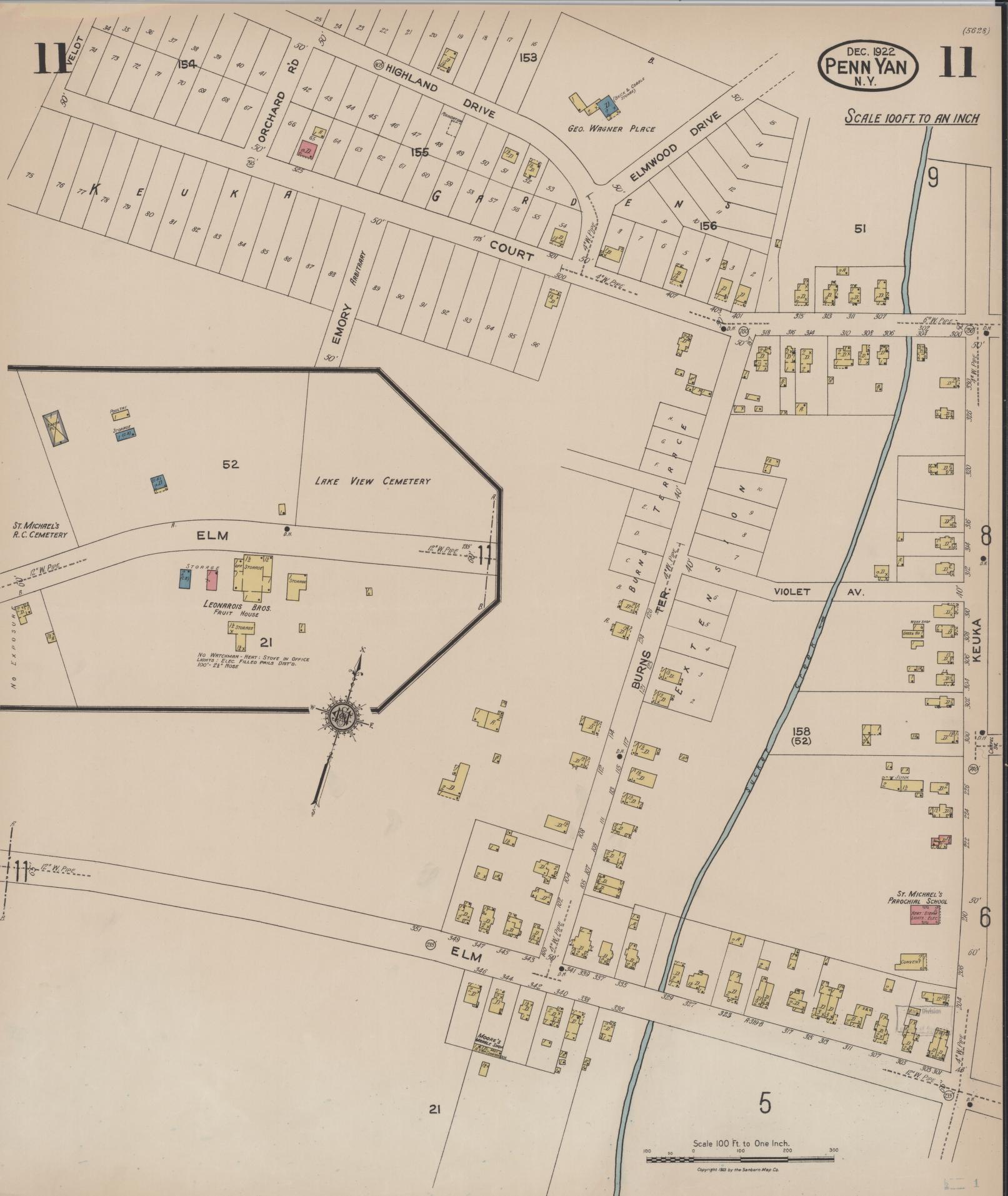 Sanborn Fire Insurance Map from Penn Yan, Yates County, New York (1922), Sheet #0011 - Complete Map Set gallery image, historic Sanborn map, vintage wall art, New York New York