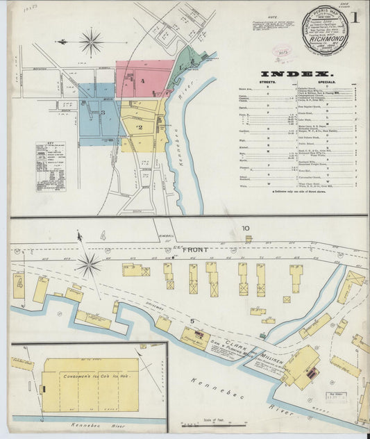 Sanborn Fire Insurance Map from Richmond, Sagadahoc County, Maine (1894), Sheet #0001 - Complete Map Set gallery image, historic Sanborn map, vintage wall art, Maine Maine