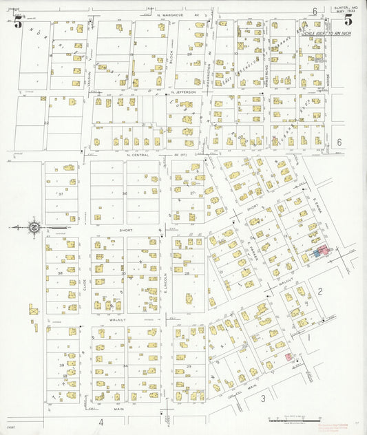 Sanborn Fire Insurance Map from Slater, Saline County, Missouri (1933), Sheet #0005 - Historic Sanborn Fire Insurance Map Print, vintage old map wall art, antique decor, genealogy gift, Missouri Missouri map