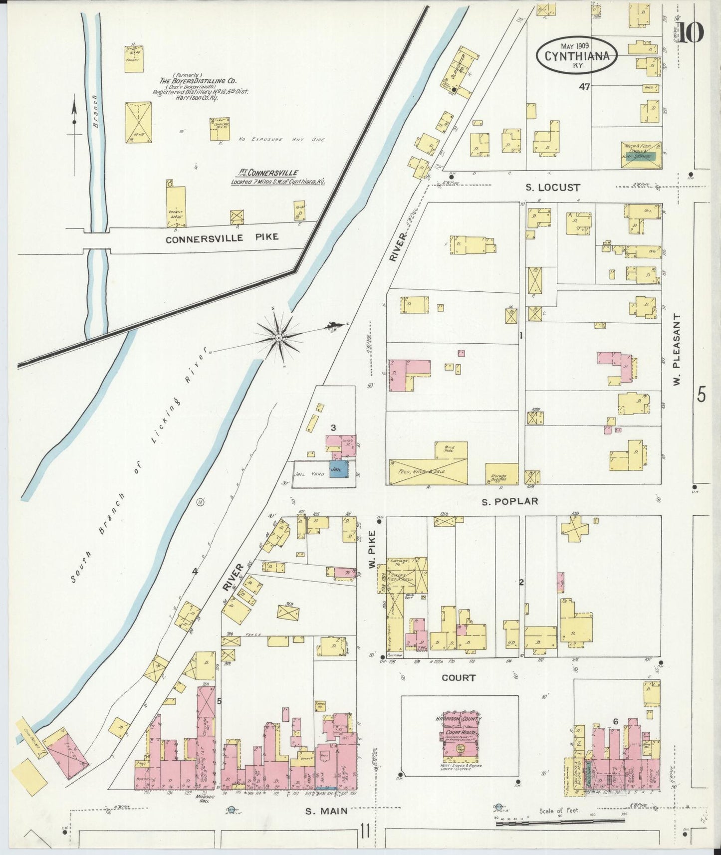 Sanborn Fire Insurance Map from Cynthiana, Harrison County, Kentucky (1909), Sheet #0010 - Complete Map Set gallery image, historic Sanborn map, vintage wall art, Kentucky Kentucky