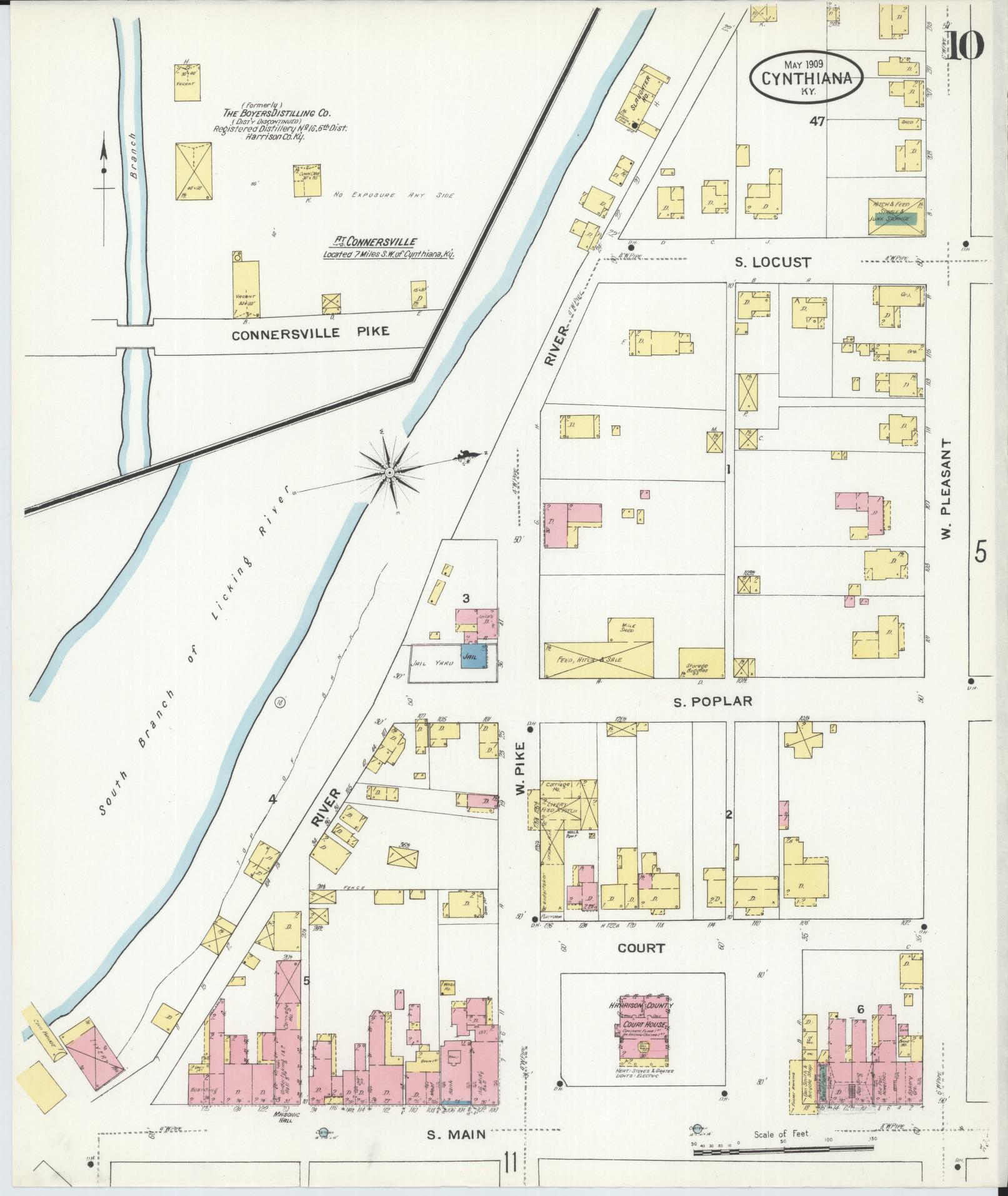 Sanborn Fire Insurance Map from Cynthiana, Harrison County, Kentucky (1909), Sheet #0010 - Complete Map Set gallery image, historic Sanborn map, vintage wall art, Kentucky Kentucky