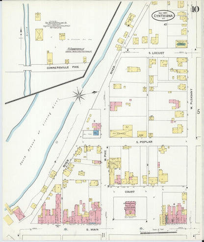Sanborn Fire Insurance Map from Cynthiana, Harrison County, Kentucky (1909), Sheet #0010 - Complete Map Set gallery image, historic Sanborn map, vintage wall art, Kentucky Kentucky