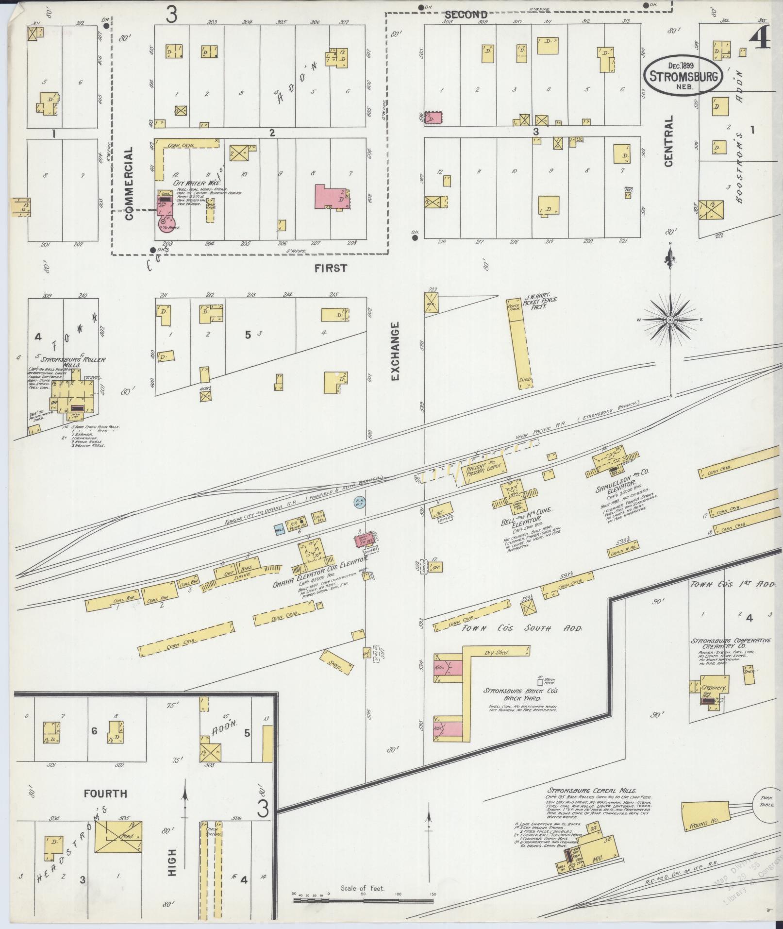 Sanborn Fire Insurance Map from Stromsburg, Polk County, Nebraska (1899), Sheet #0004 - Complete Map Set gallery image, historic Sanborn map, vintage wall art, Nebraska Nebraska