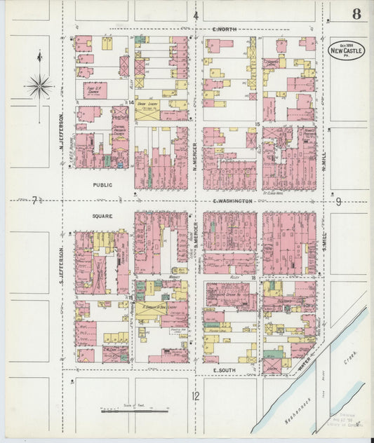 Sanborn Fire Insurance Map from New Castle, Lawrence County, Pennsylvania (1899), Sheet #0008 - Historic Sanborn Fire Insurance Map Print, vintage old map wall art, antique decor, genealogy gift, Pennsylvania Pennsylvania map