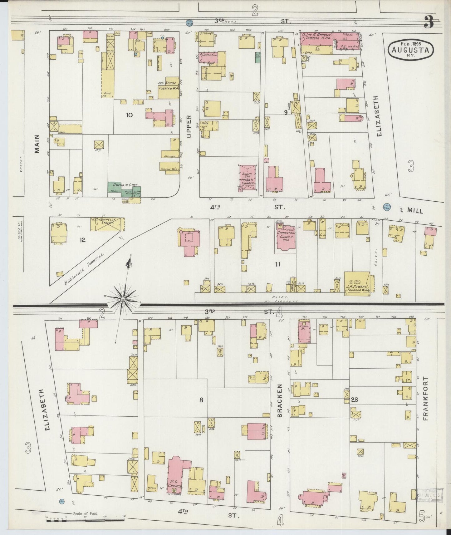 Sanborn Fire Insurance Map from Augusta, Bracken County, Kentucky (1895), Sheet #0003 - Complete Map Set gallery image, historic Sanborn map, vintage wall art, Kentucky Kentucky