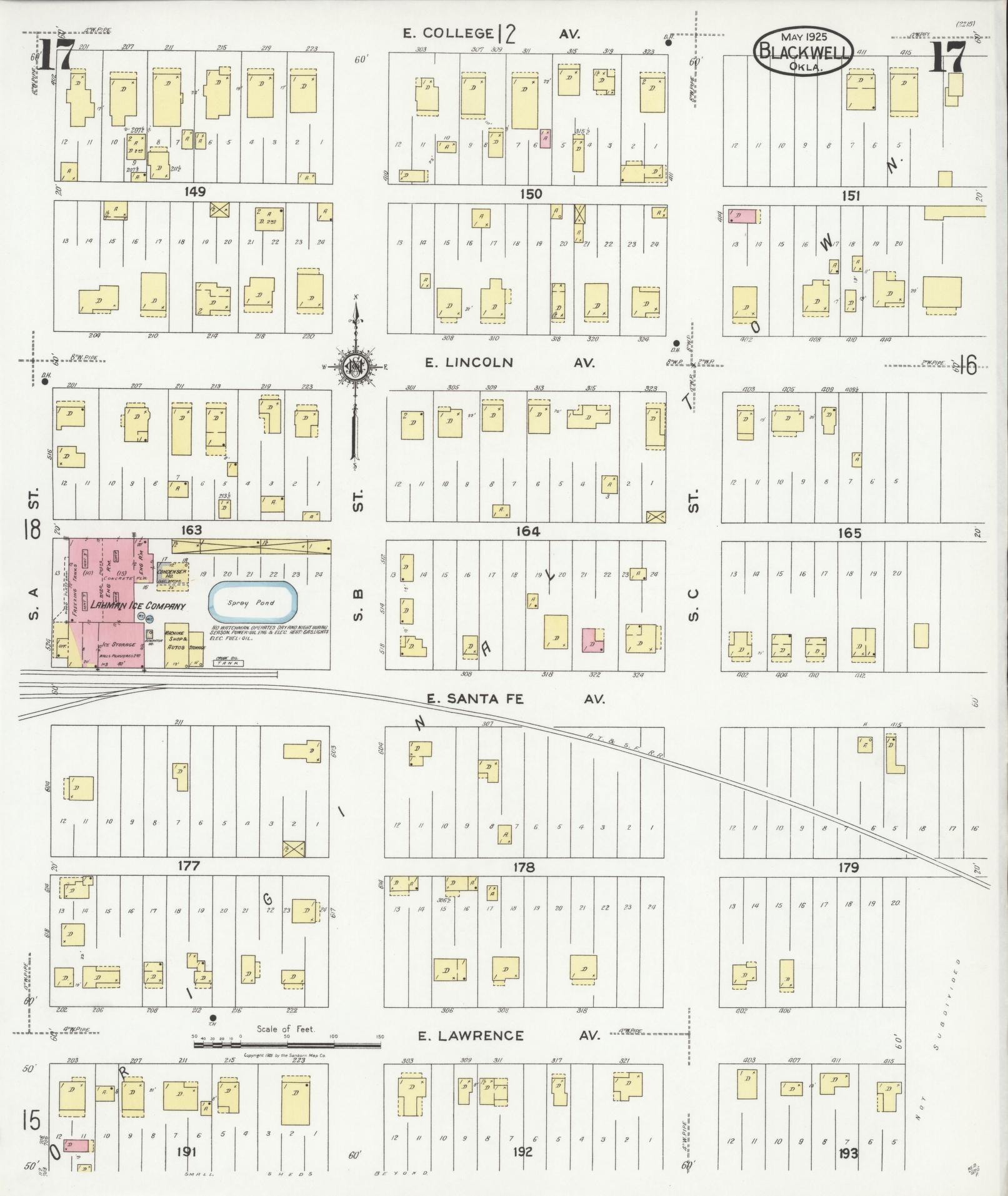 Sanborn Fire Insurance Map from Blackwell, Kay County, Oklahoma (1925), Sheet #0017 - Historic Sanborn Fire Insurance Map Print, vintage old map wall art, antique decor, genealogy gift, Oklahoma Oklahoma map