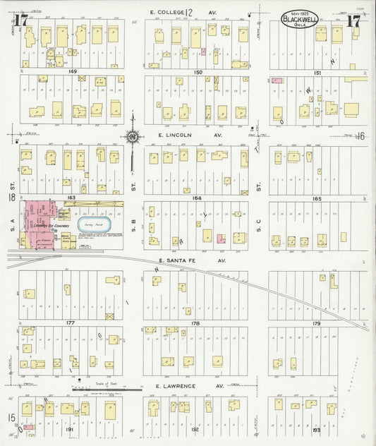 Sanborn Fire Insurance Map from Blackwell, Kay County, Oklahoma (1925), Sheet #0017 - Historic Sanborn Fire Insurance Map Print, vintage old map wall art, antique decor, genealogy gift, Oklahoma Oklahoma map