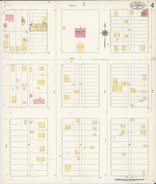 Sanborn Fire Insurance Map from Glenrock, Converse County, Wyoming (1918), Sheet #0004 - Historic Sanborn Fire Insurance Map Print, vintage old map wall art, antique decor, genealogy gift, Wyoming Wyoming map