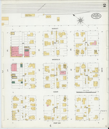 Sanborn Fire Insurance Map from Hearne, Robertson County, Texas (1906), Sheet #0002 - Complete Map Set gallery image, historic Sanborn map, vintage wall art, Texas Texas