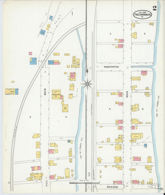 Sanborn Fire Insurance Map from Freemansburg, Northampton County, Pennsylvania (1905), Sheet #0002 - Historic Sanborn Fire Insurance Map Print, vintage old map wall art, antique decor, genealogy gift, Pennsylvania Pennsylvania map