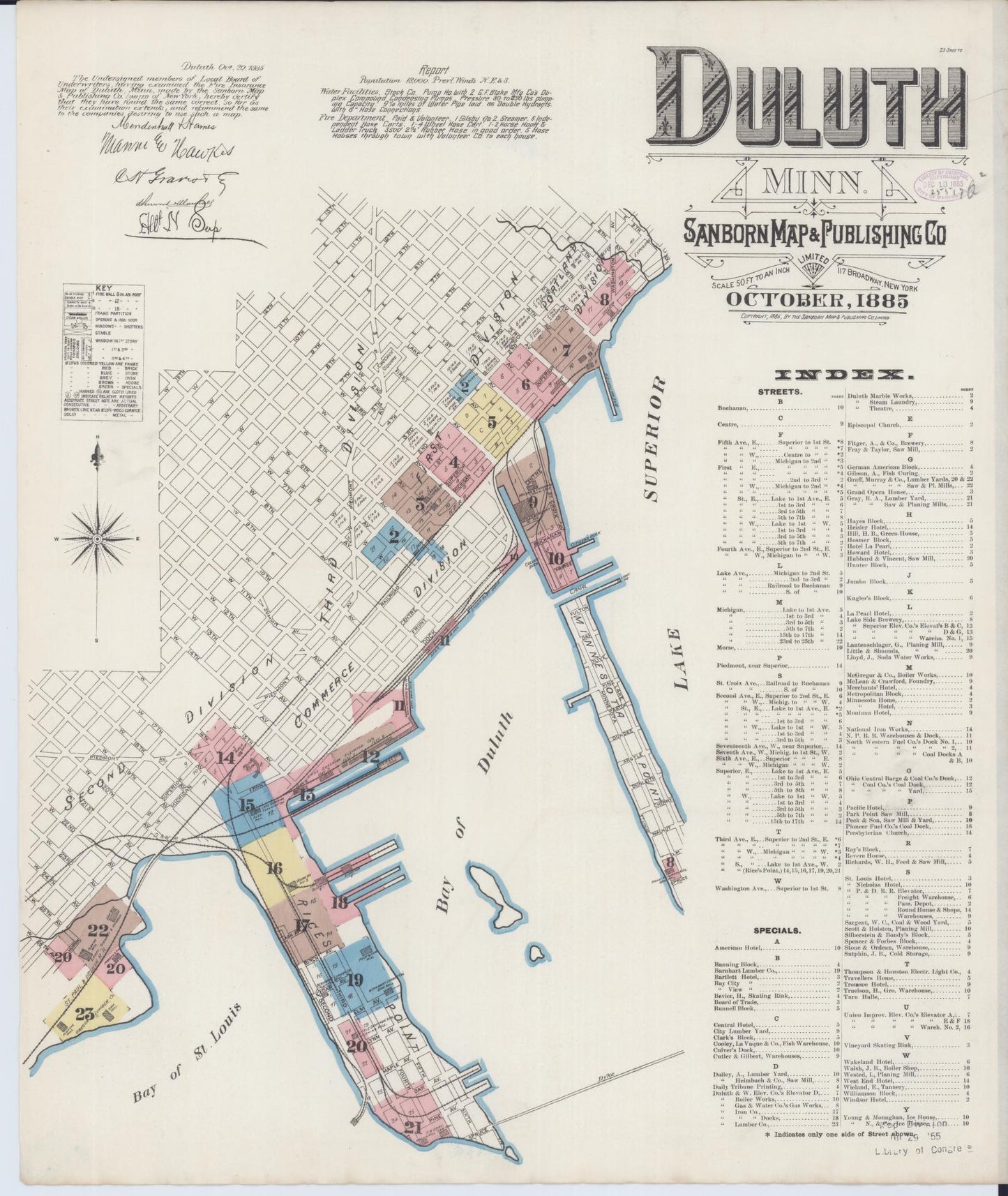 Sanborn Fire Insurance Map from Duluth, Saint Louis County, Minnesota (1885), Sheet #0001 - Historic Sanborn Fire Insurance Map Print, vintage old map wall art, antique decor, genealogy gift, Minnesota Minnesota map
