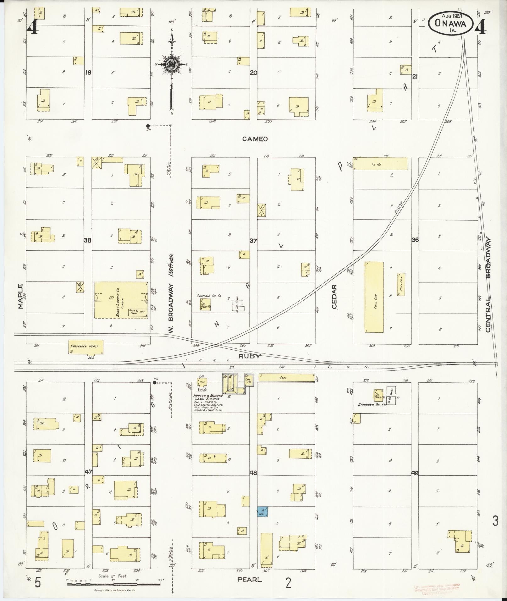 Sanborn Fire Insurance Map from Onawa, Monona County, Iowa (1924), Sheet #0004 - Historic Sanborn Fire Insurance Map Print
